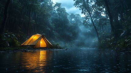 camping in the forest