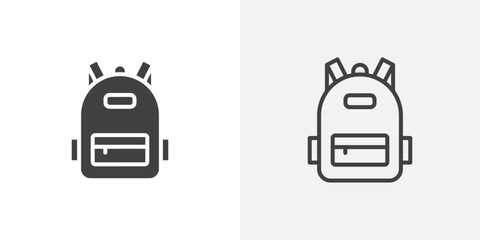 Backpack vector icon symbol. illustration sign collection.