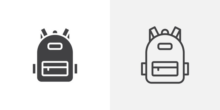 Backpack vector icon symbol. illustration sign collection.