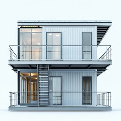 Fototapeta premium Minimalist and Contemporary Residential Building with Exterior Balcony Glass Facade and Steel and Concrete Structure Design for Urban Living and Real Estate Property