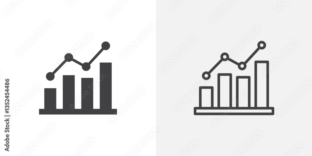 Poster chart icon vector set in black flat and line stroke style