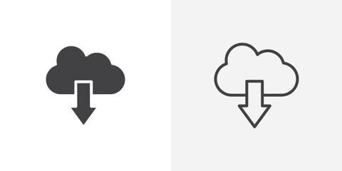 Cloud download vector icon symbol. illustration sign collection.