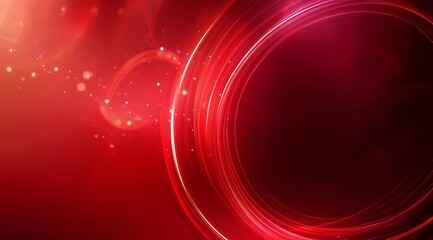 Product showcase on a red-themed exhibition booth with golden particles, perfect for business, commercial celebrations, product launches, and e-commerce events, with ample whitespace background to emp