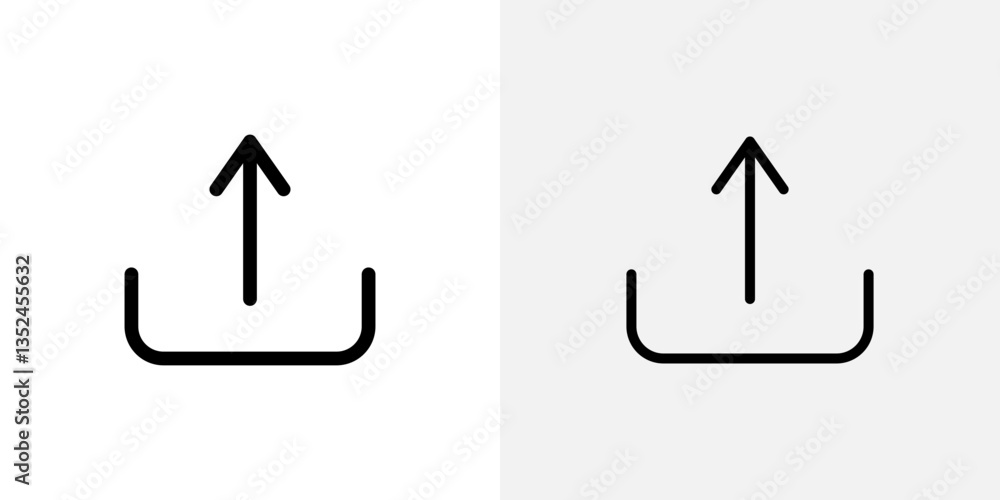 Poster export icon vector set in black flat and line stroke style