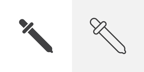 Eye dropper icon vector set in black flat and line stroke style