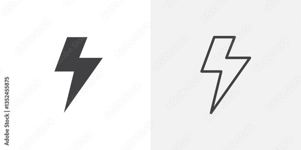 Poster flash icon vector set in black flat and line stroke style