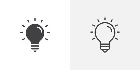 Idea icon vector set in black flat and line stroke style