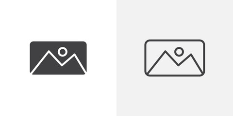 Image icon vector set in black flat and line stroke style