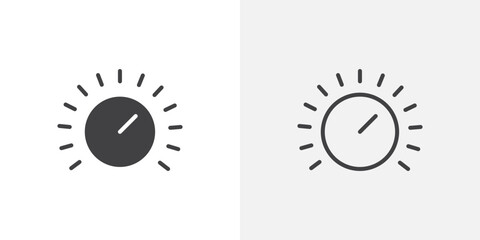 Knob icon vector set in black flat and line stroke style