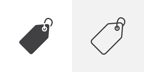 Label icon vector set in black flat and line stroke style