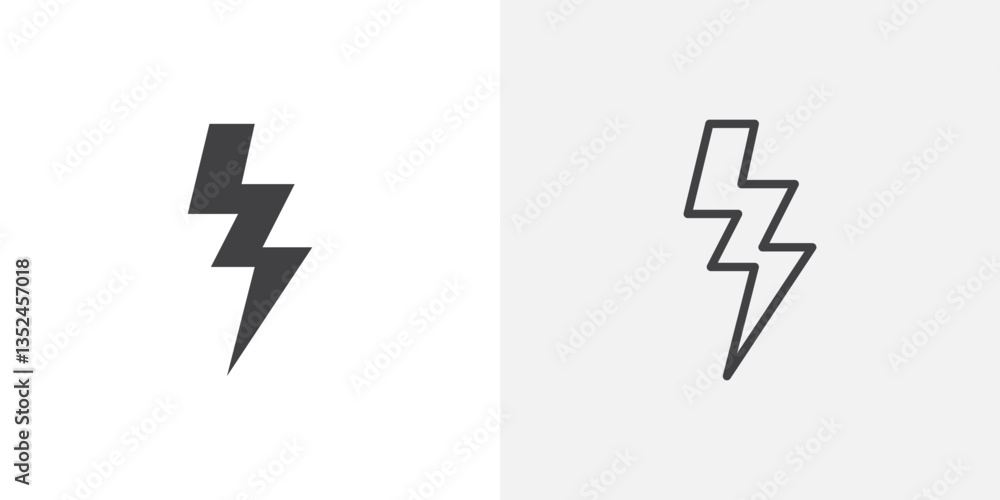 Aufkleber lightning bolt icon vector set in black flat and line stroke style