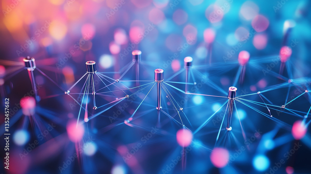 Poster web 3.0 background concept, technology digital of decentralized social network connection, 3d render