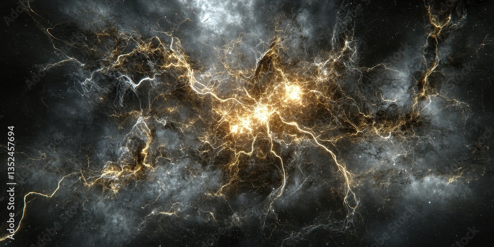 Poster abstract depiction of energy bursting with complex flowing lines