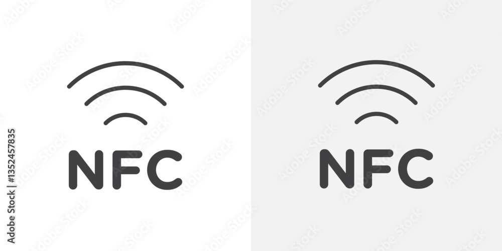 Poster nfc icon vector set in black flat and line stroke style