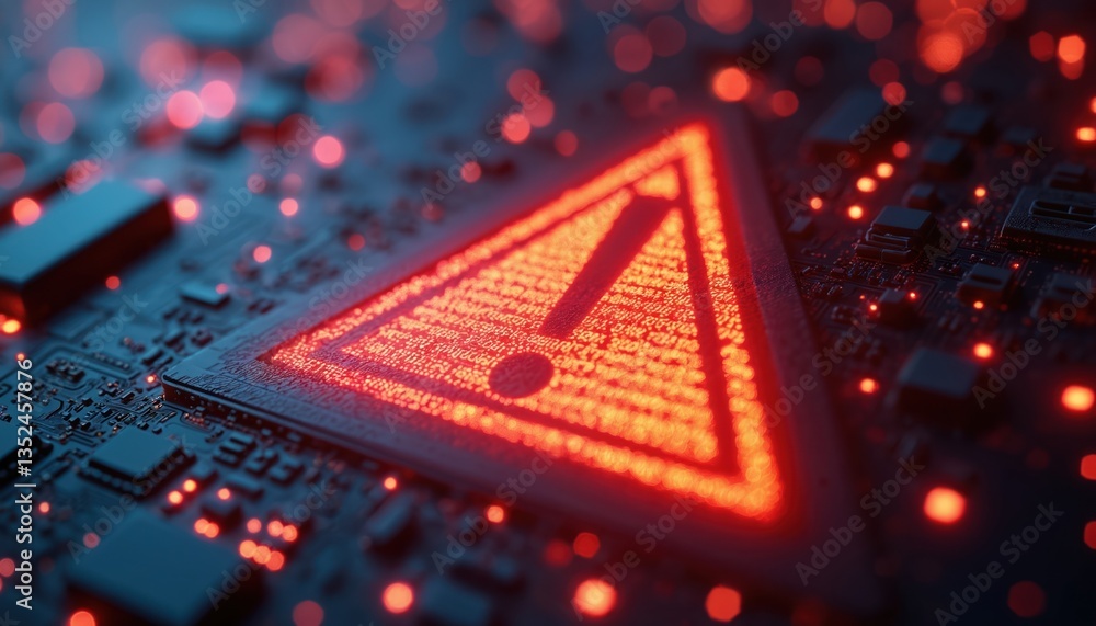 Poster computer hacked, system error. virus cyber attack malware warning sign 3d rendering. data protection