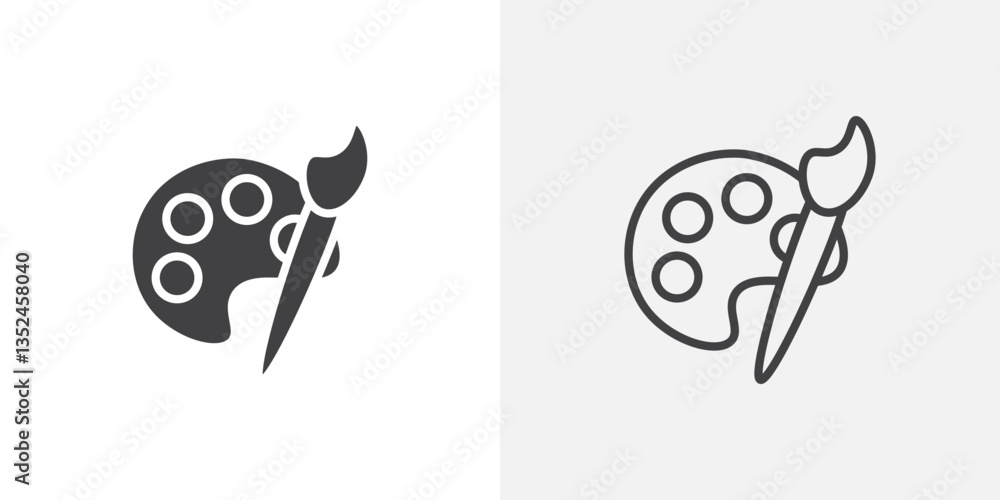 Canvas Prints paint icon vector set in black flat and line stroke style