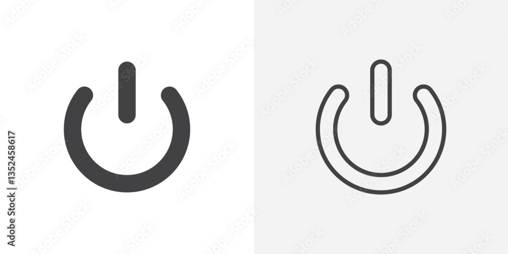 Aufkleber power button icon vector set in black flat and line stroke style