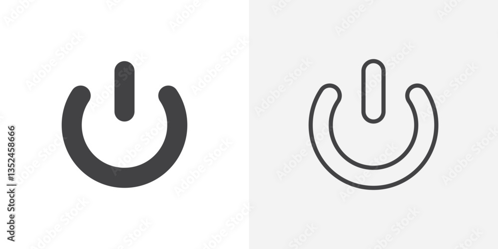 Aufkleber power button icon vector set in black flat and line stroke style
