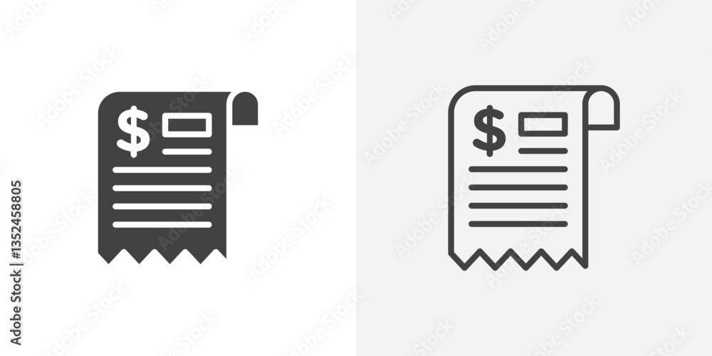 Canvas Prints receipt icon vector set in black flat and line stroke style