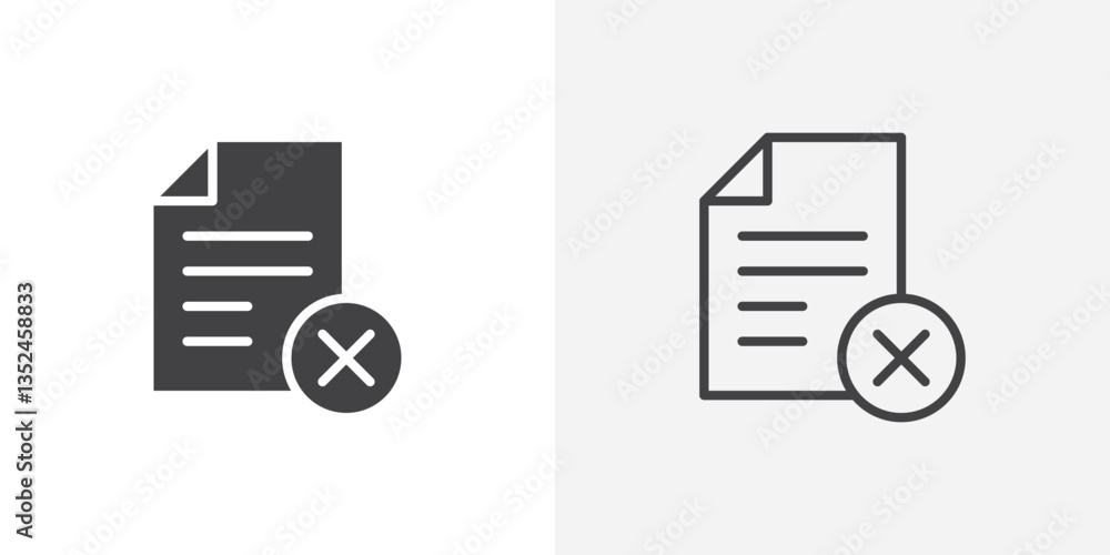Aufkleber remove document icon vector set in black flat and line stroke style