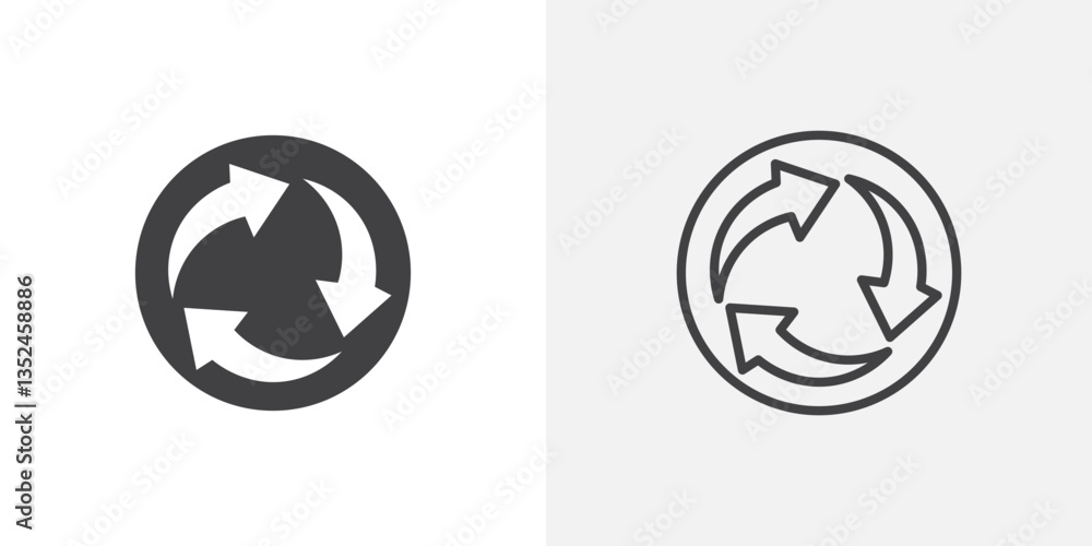 Poster reuse icon vector set in black flat and line stroke style