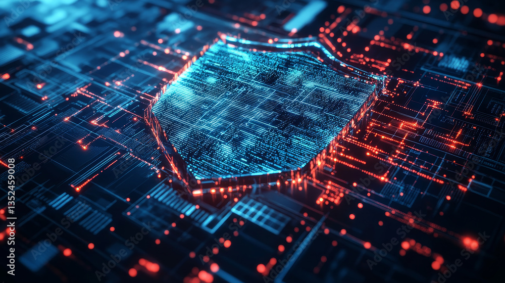 Poster shield icon of cyber security digital data, digital data network protection, global network 5g high-