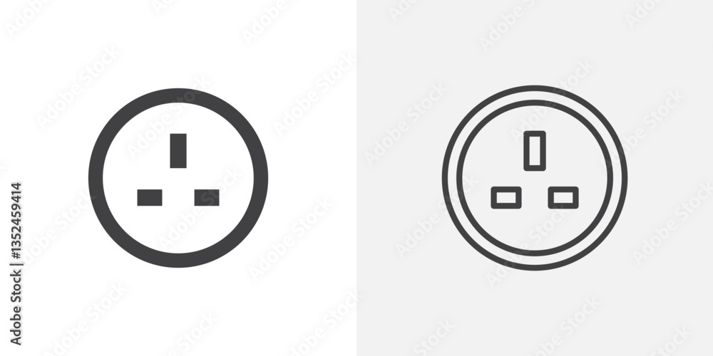 Poster socket icon vector set in black flat and line stroke style