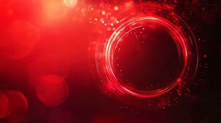Product showcase on a red-themed exhibition booth with golden particles, perfect for business, commercial celebrations, product launches, and e-commerce events, with ample whitespace background to emp