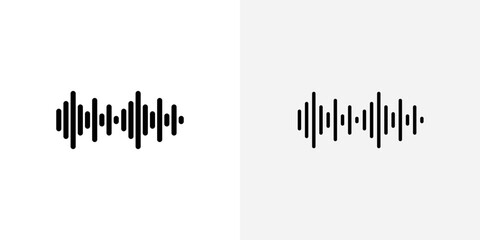 Sound wave icon vector set in black flat and line stroke style
