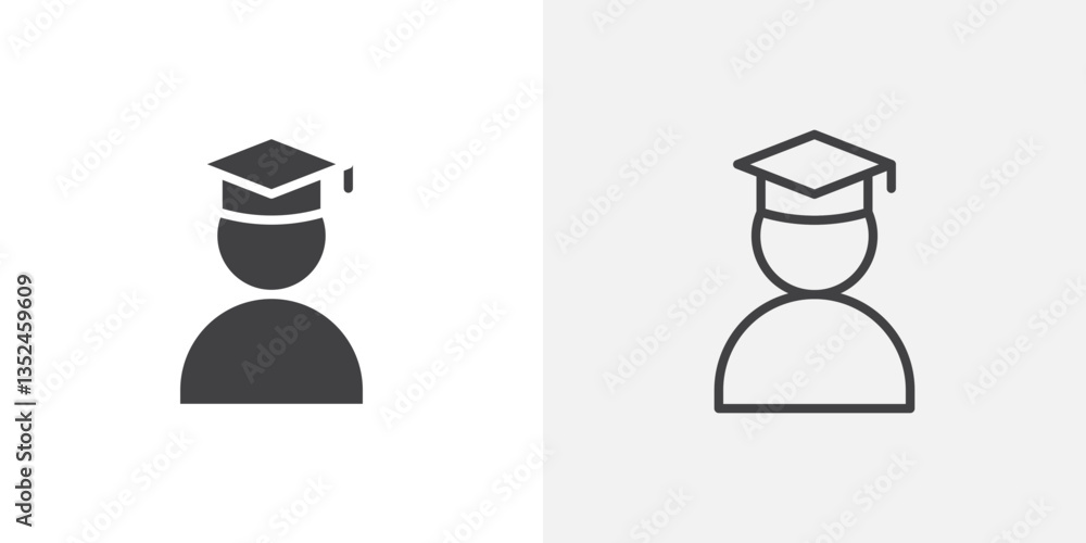 Poster student icon vector set in black flat and line stroke style