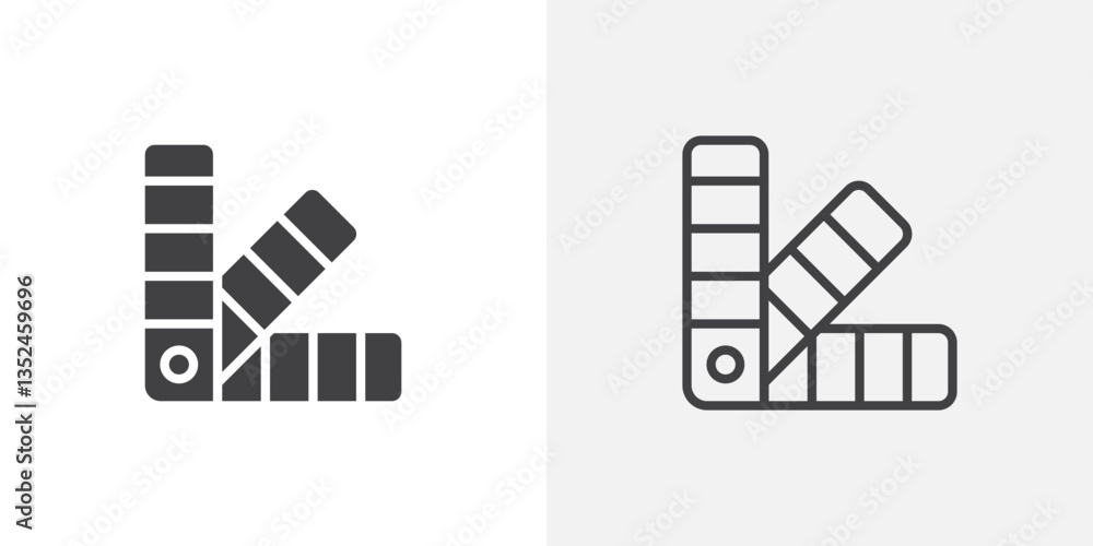 Poster swatch icon vector set in black flat and line stroke style