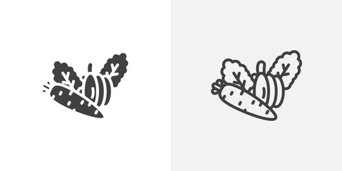 Vegetable icons symbol. Flat and line design style.