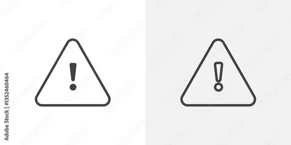 Poster warning icon vector set in black flat and line stroke style