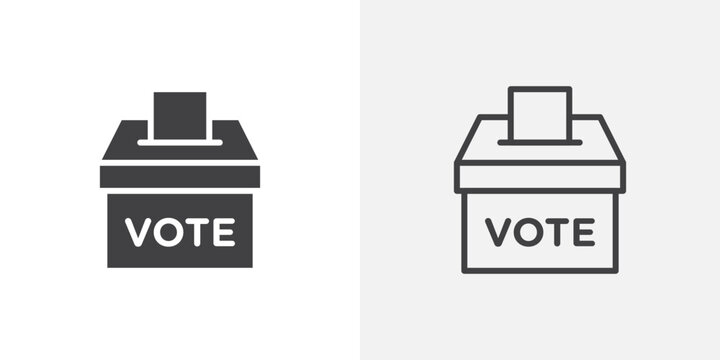 Voting icon vector set in black flat and line stroke style