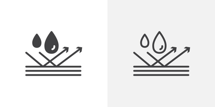 Waterproof icon vector set in black flat and line stroke style