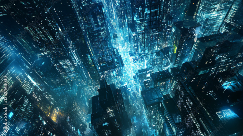 Poster digital network data and communication network concept abstract background