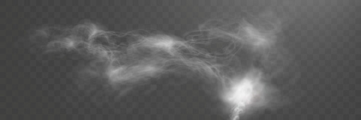 Realistic smoke on transparent background with soft swirling effect, misty fog, airy vapor, atmospheric haze, drifting smog, subtle steam, floating cloud, delicate fumes.
