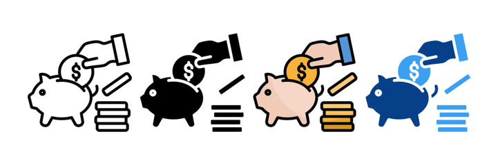 Savings  Icon Set Multiple Style Collection