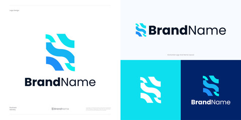 Creative letter S wave concept logo icon design vector, Initial symbol S geometric water and dynamic blue color, abstract modern sign S for technology, identity and business, illustration logo design.
