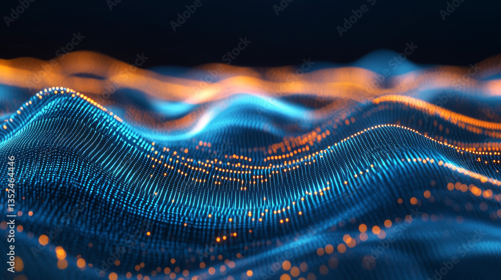 Poster abstract wave technology background. connection structure. big data visualization and business .