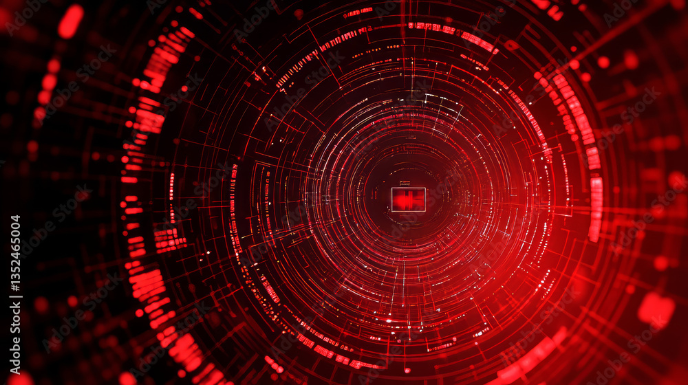 Poster red technology background abstract digital tech circle