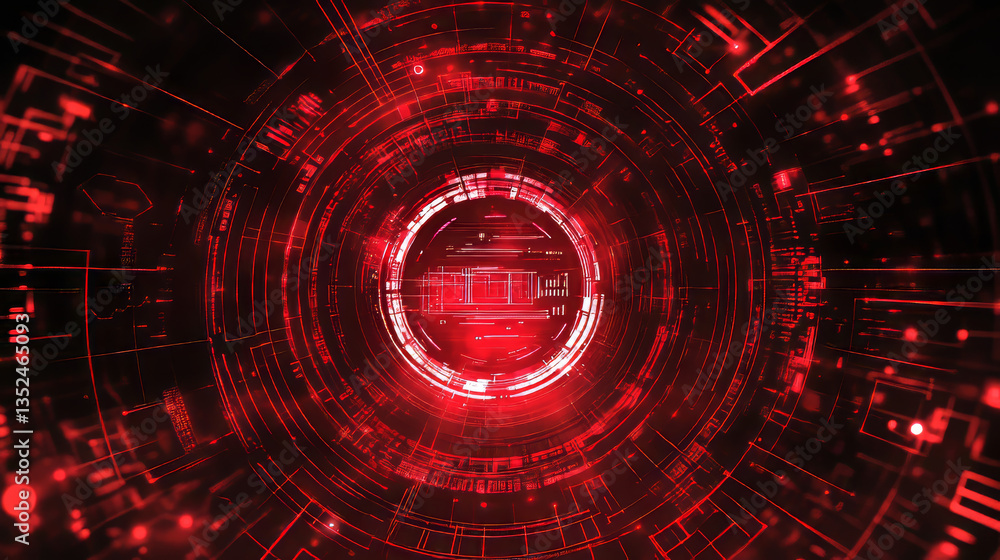 Poster red technology background abstract digital tech circle