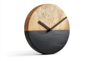 a modern wooden and black clock 
