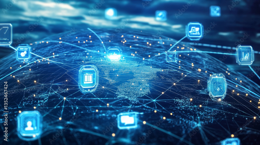 Poster digital technology network data and communication concept abstract background