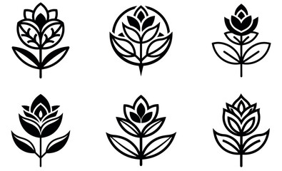 Elegant black and white floral design set.