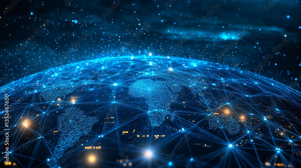 Poster digital technology network data and communication concept abstract background