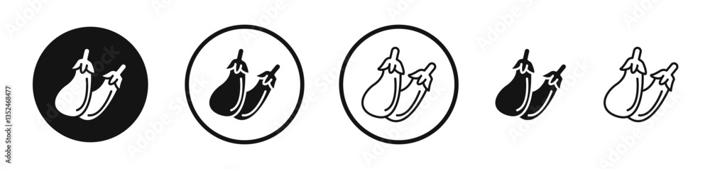 Poster aubergine icon set. vector icons for apps and website ui design