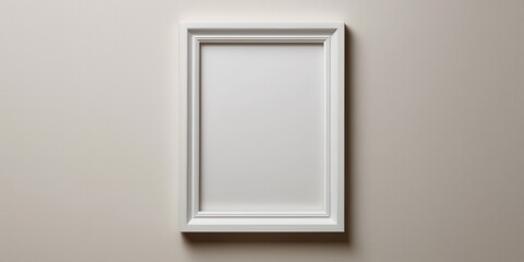Empty picture frame in minimalist interior digital art perspective