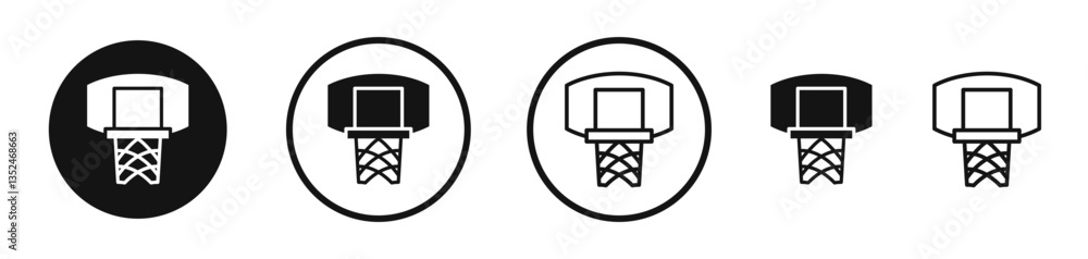 Poster basketball hoop icon set. vector icons for apps and website ui design
