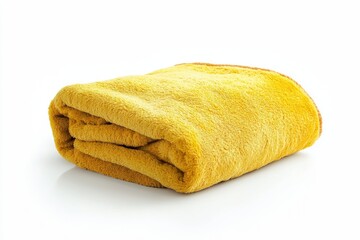 a yellow towel on white background 